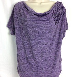 4/$25 AGB Blouse Purple Loose Fit Banded Top S